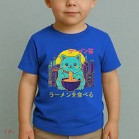 Cat Eating Ramen Vaporwave Japanese Toddler T-Shirt thumb 2