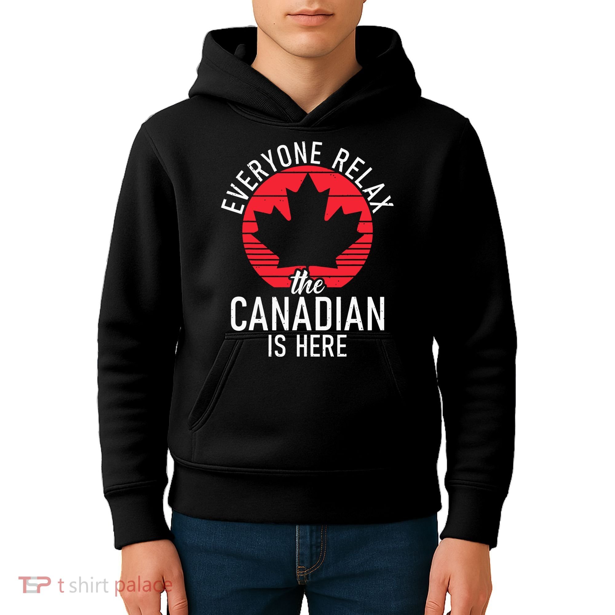 Canada Everyone Relax The Canadian Is Here Funny Canadian Kids Hoodie