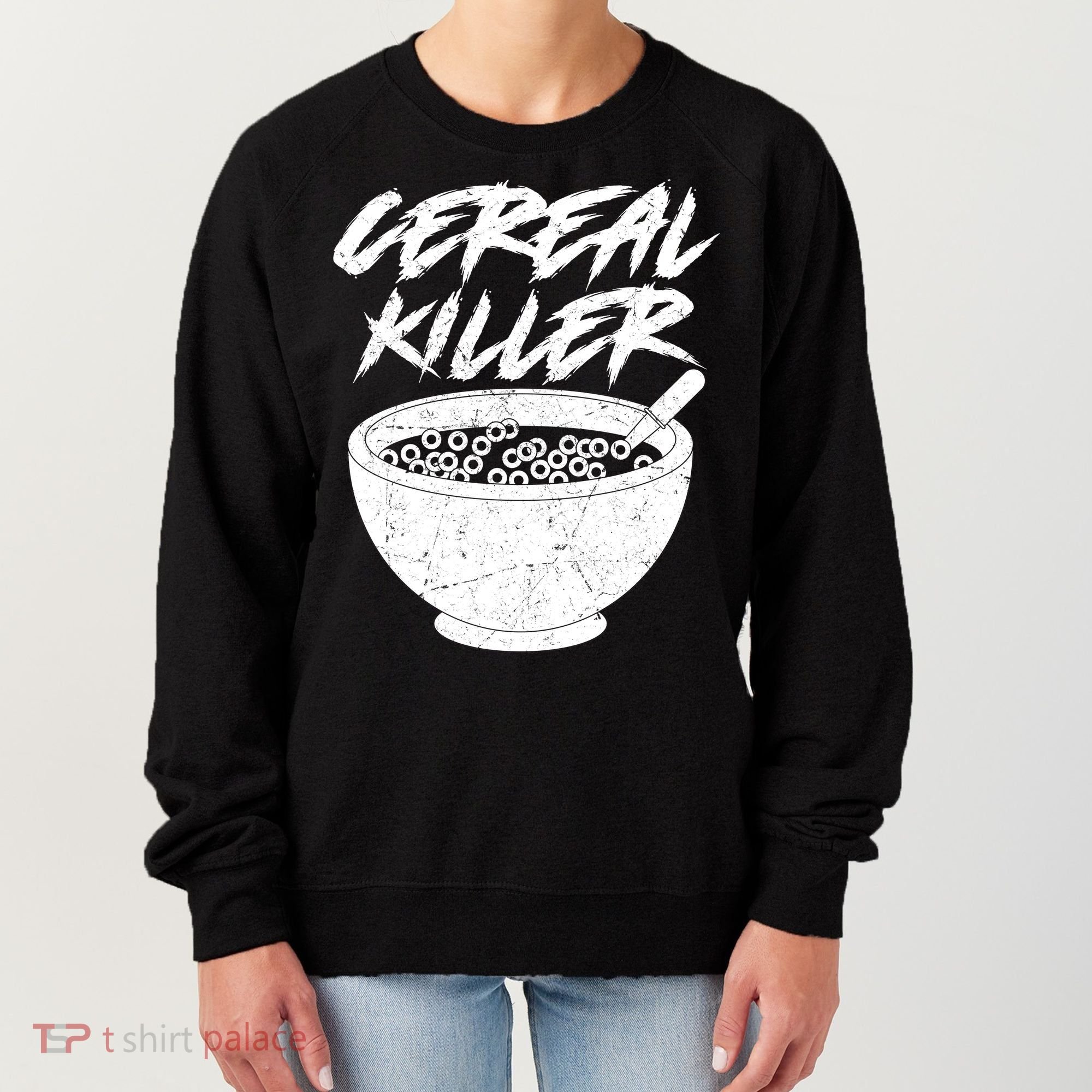 Cereal Killer Funny Halloween Distressed Women's Sweatshirt