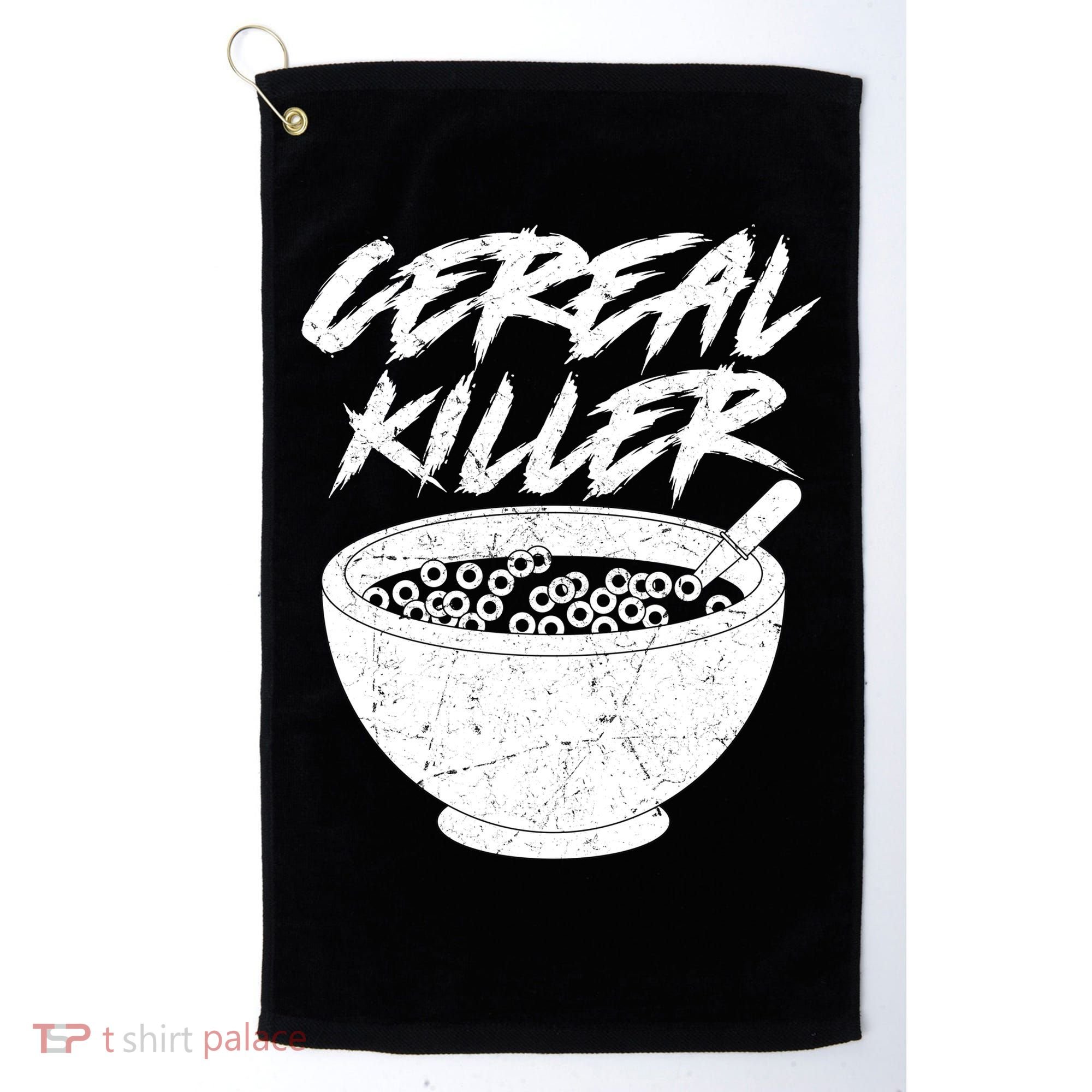 Cereal Killer Funny Halloween Distressed Golf Towel