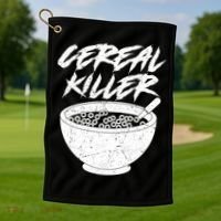 Cereal Killer Funny Halloween Distressed Golf Towel thumb 1