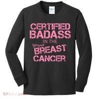 Certified Badass Fight Against Breast Cancer Kids Long Sleeve Shirt thumb 0