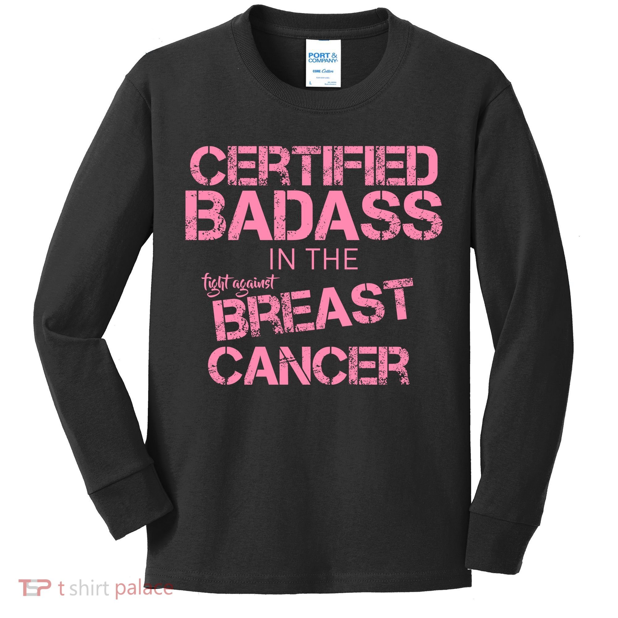 Certified Badass Fight Against Breast Cancer Kids Long Sleeve Shirt