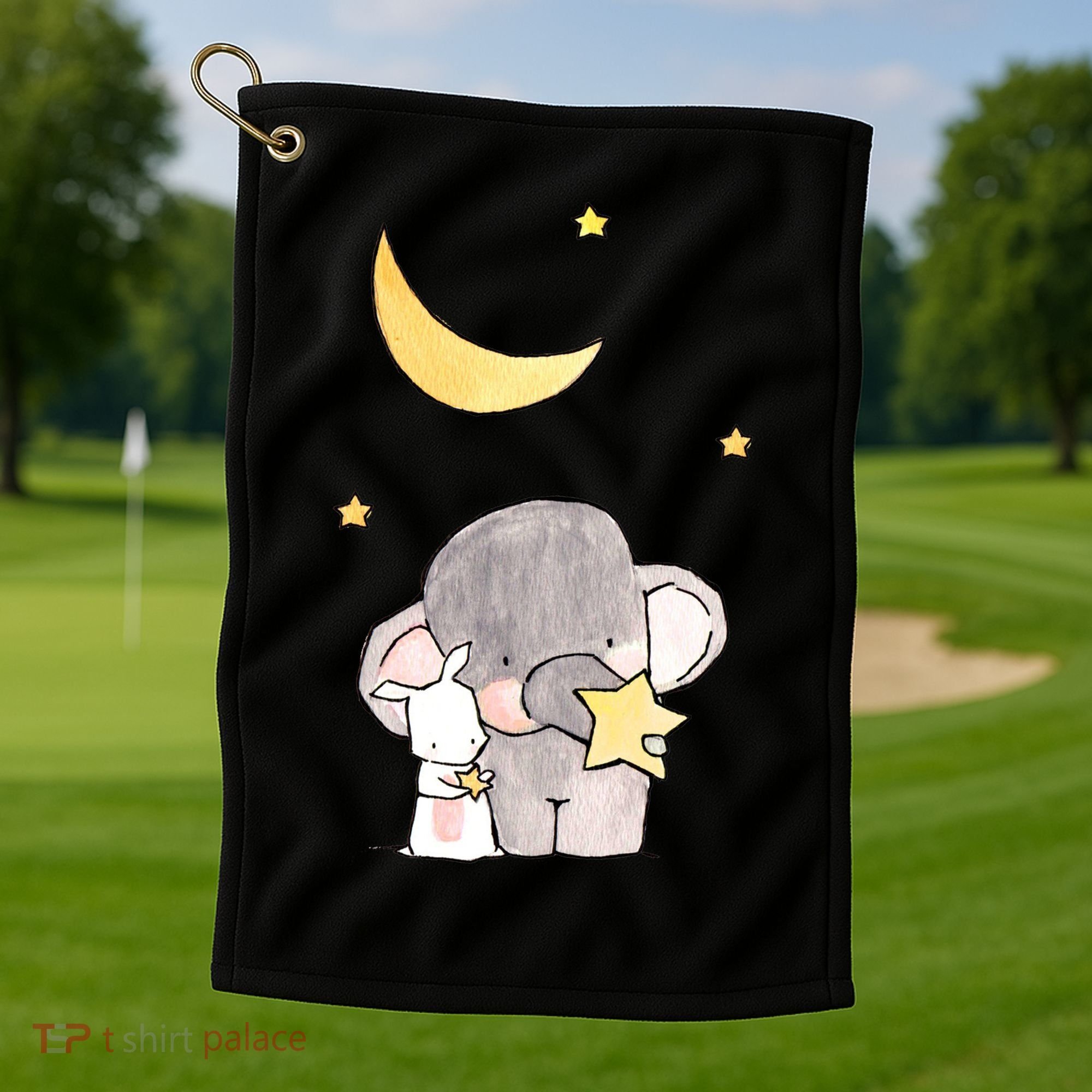 Cute Elephant Stars Golf Towel