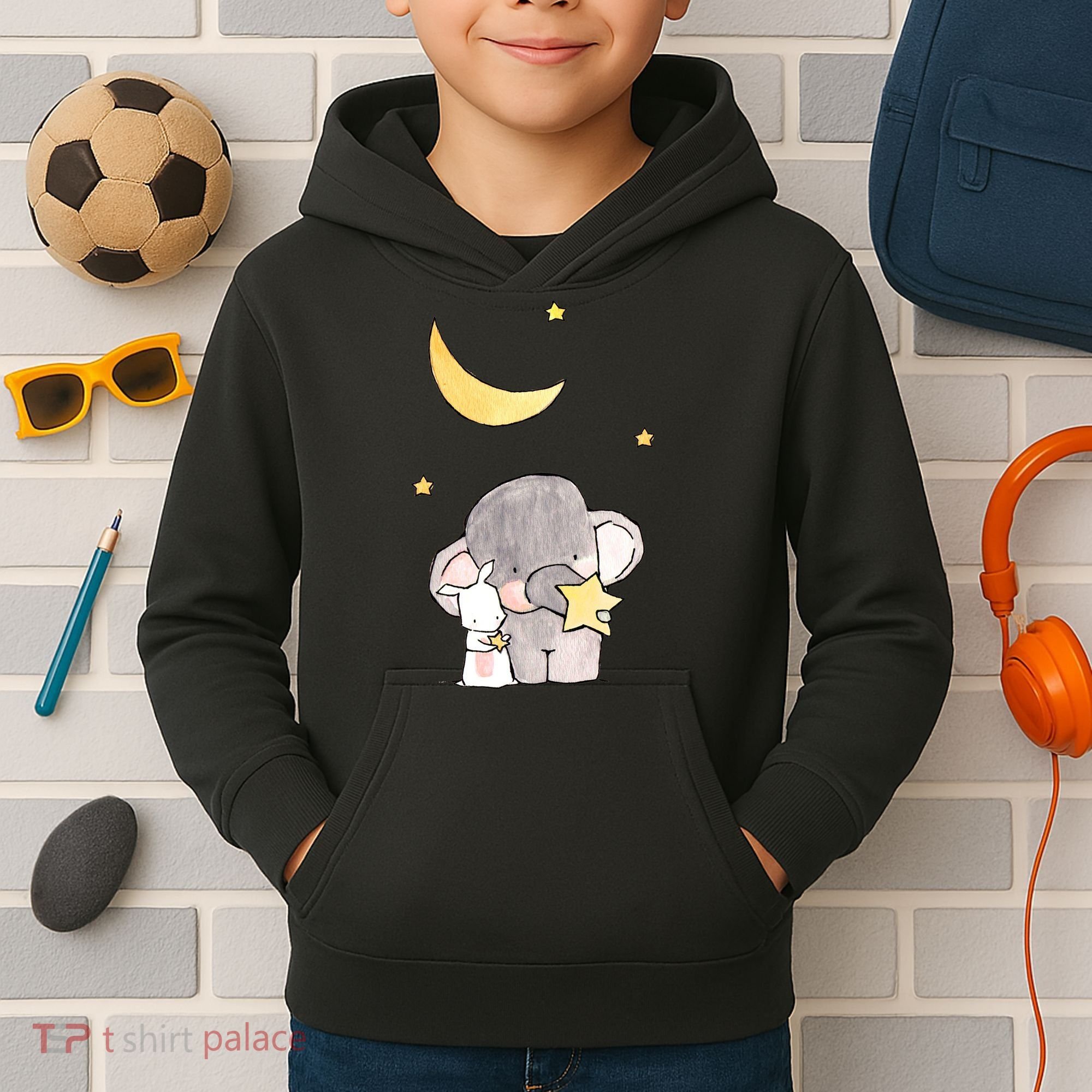 Cute Elephant Stars Kids Hoodie