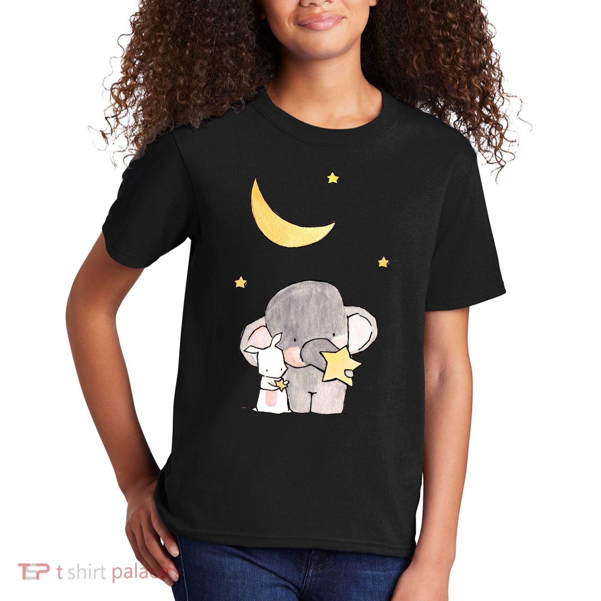 Cute Elephant Stars Kids T-Shirt