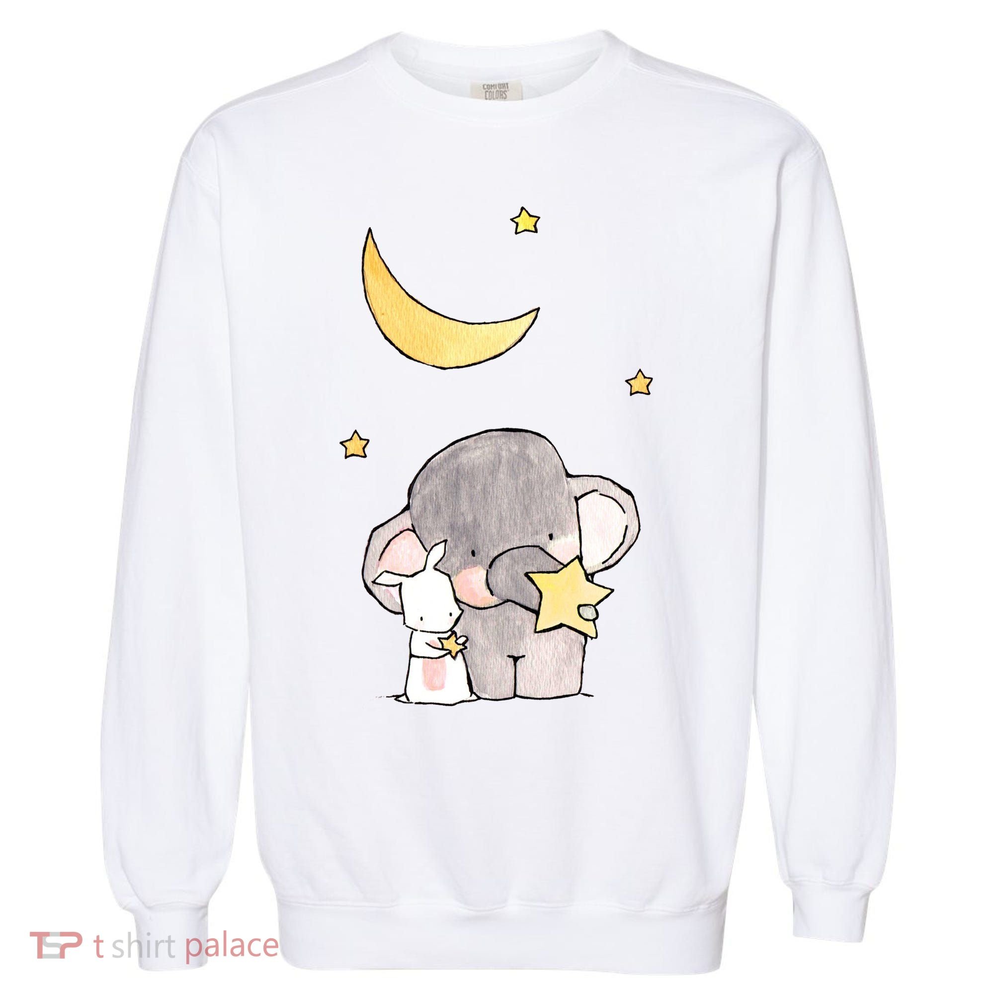 Cute Elephant Stars Garment-Dyed Sweatshirt