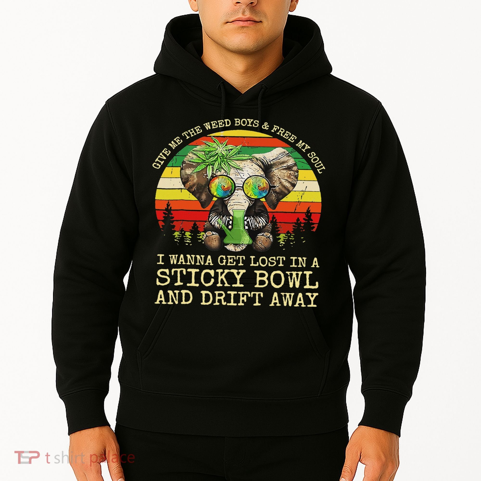 Cool Elephant Smoking Weed Bong Marijuana Cannabis Stoner Hoodie