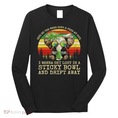 Cool Elephant Smoking Weed Bong Marijuana Cannabis Stoner Long Sleeve Shirt