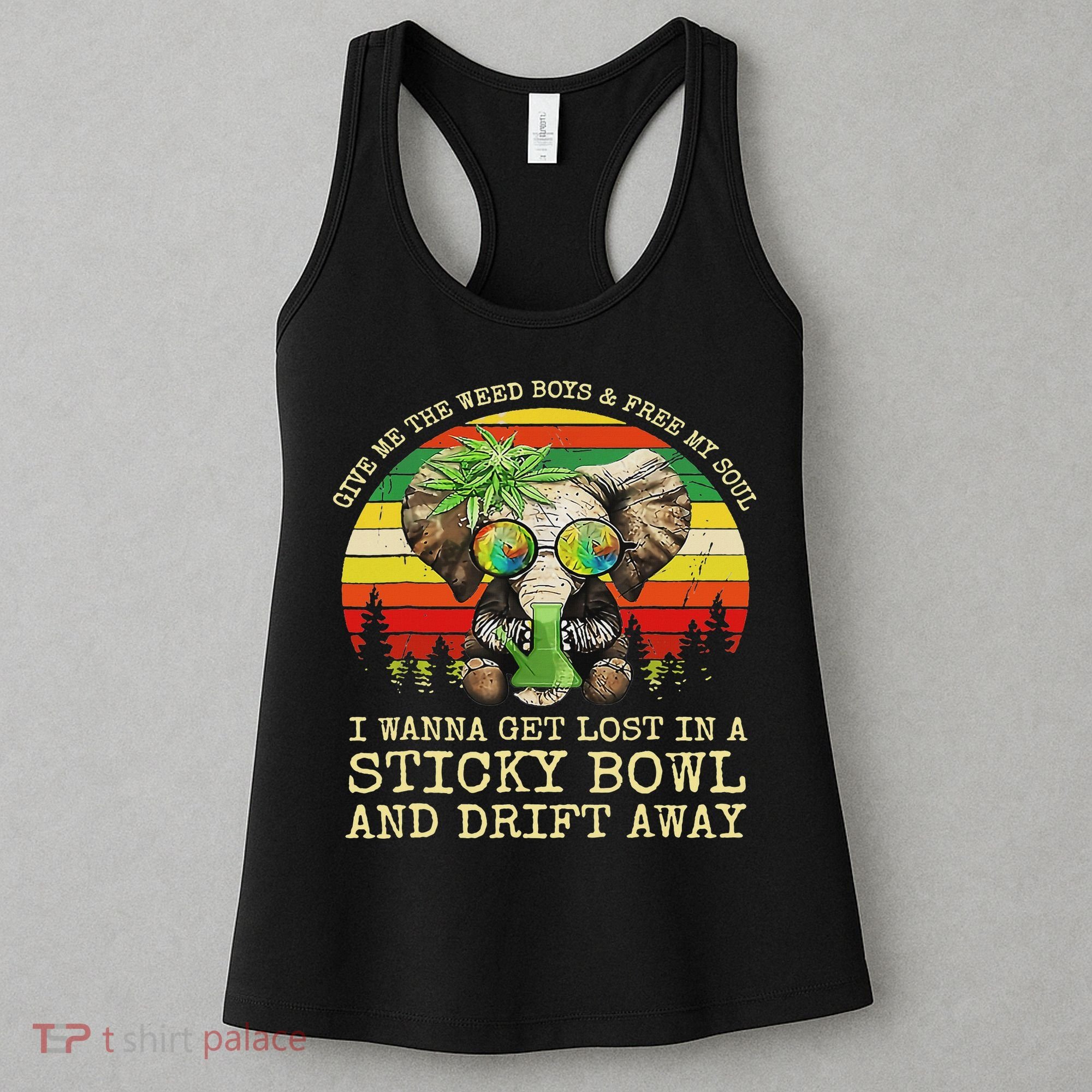 Cool Elephant Smoking Weed Bong Marijuana Cannabis Stoner Women's Tank Top