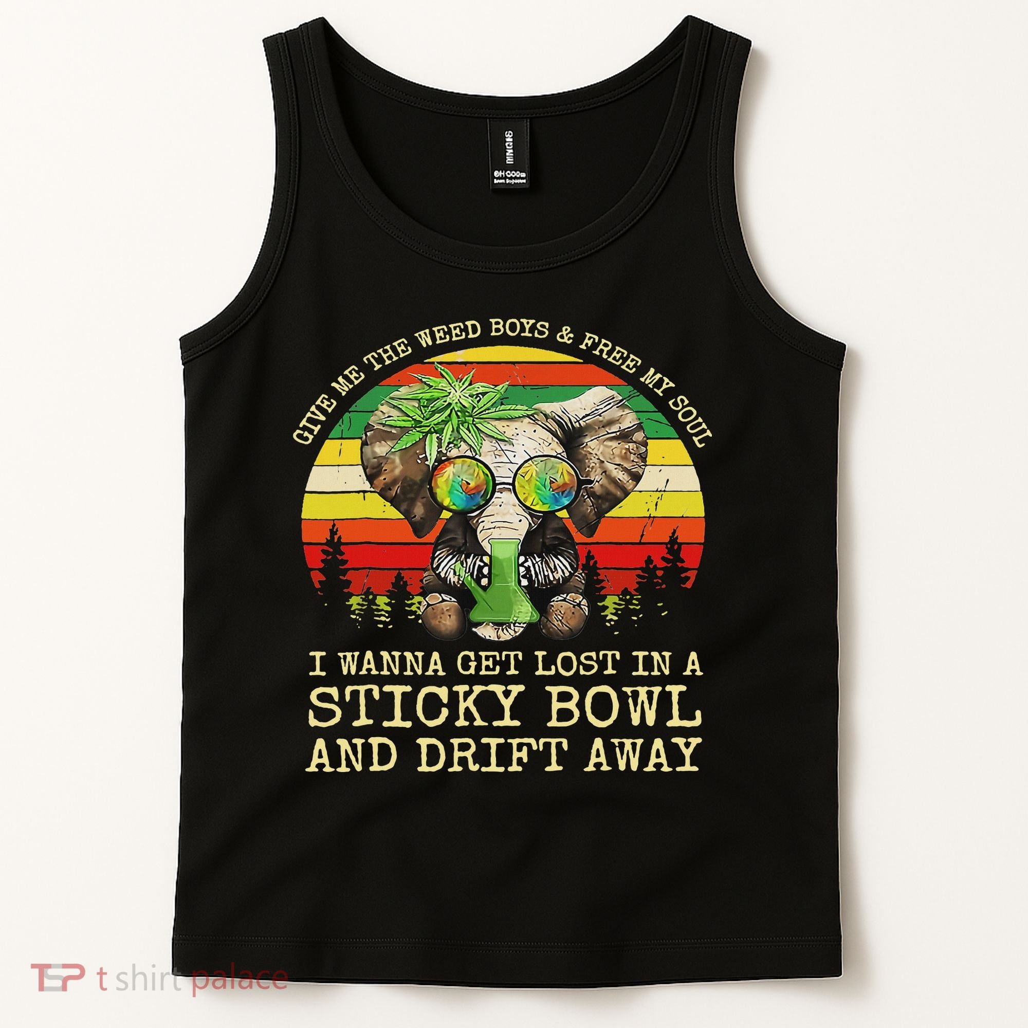 Cool Elephant Smoking Weed Bong Marijuana Cannabis Stoner Tank Top