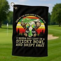 Cool Elephant Smoking Weed Bong Marijuana Cannabis Stoner Golf Towel thumb 1