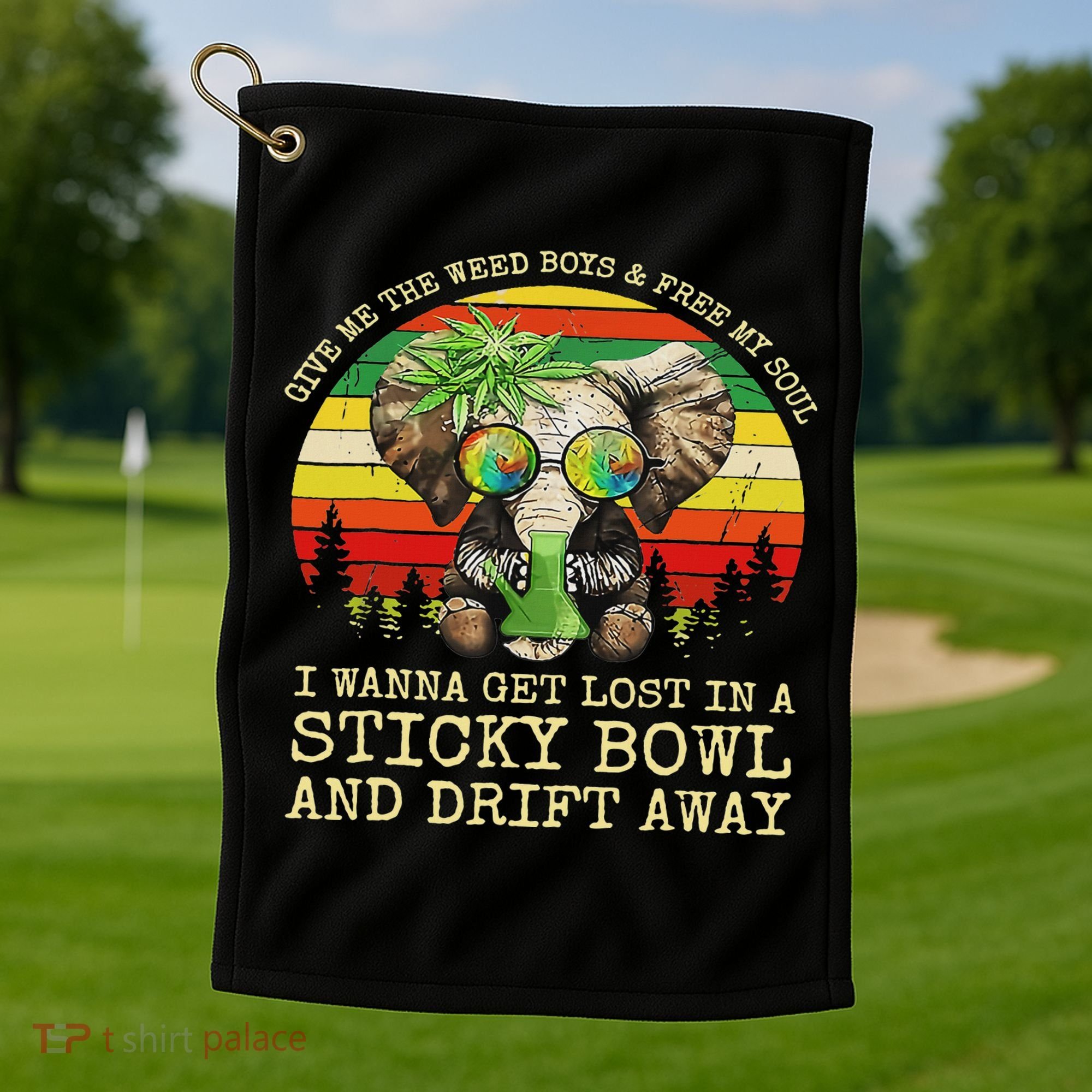 Cool Elephant Smoking Weed Bong Marijuana Cannabis Stoner Golf Towel