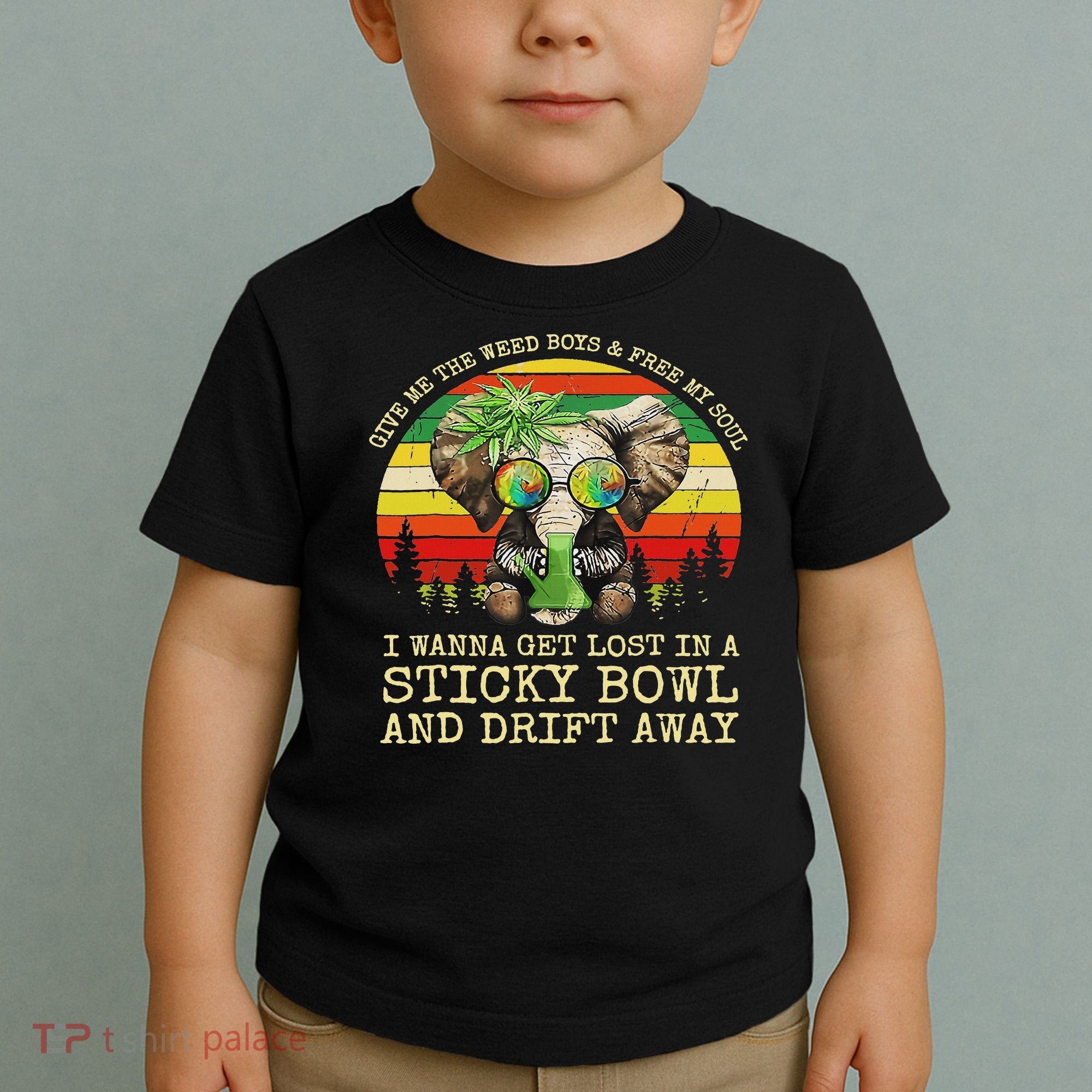 Cool Elephant Smoking Weed Bong Marijuana Cannabis Stoner Toddler T-Shirt