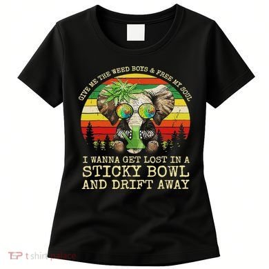 Cool Elephant Smoking Weed Bong Marijuana Cannabis Stoner Women's T-Shirt
