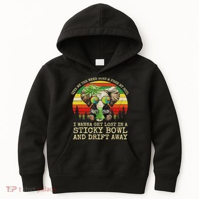 Cool Elephant Smoking Weed Bong Marijuana Cannabis Stoner Kids Hoodie