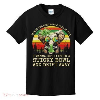 Cool Elephant Smoking Weed Bong Marijuana Cannabis Stoner Kids T-Shirt