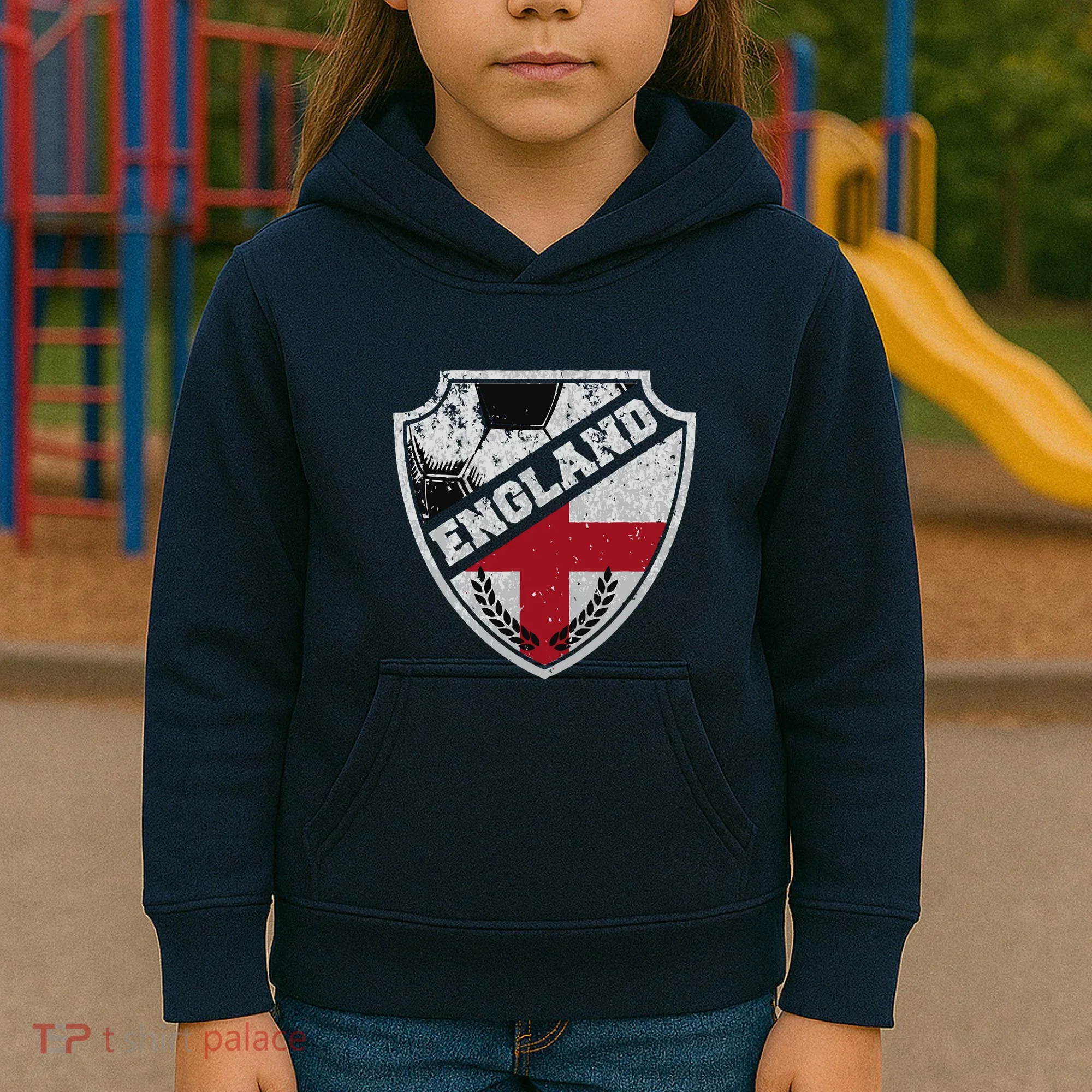 Cool England Soccer Shield Kids Hoodie