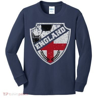 Cool England Soccer Shield Kids Long Sleeve Shirt