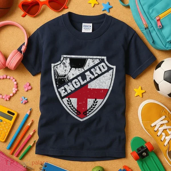 Cool England Soccer Shield Kids T-Shirt