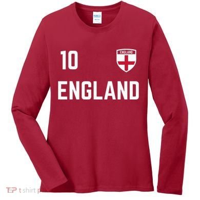 Cool England Soccer Jersey 10 Women's Long Sleeve Shirt