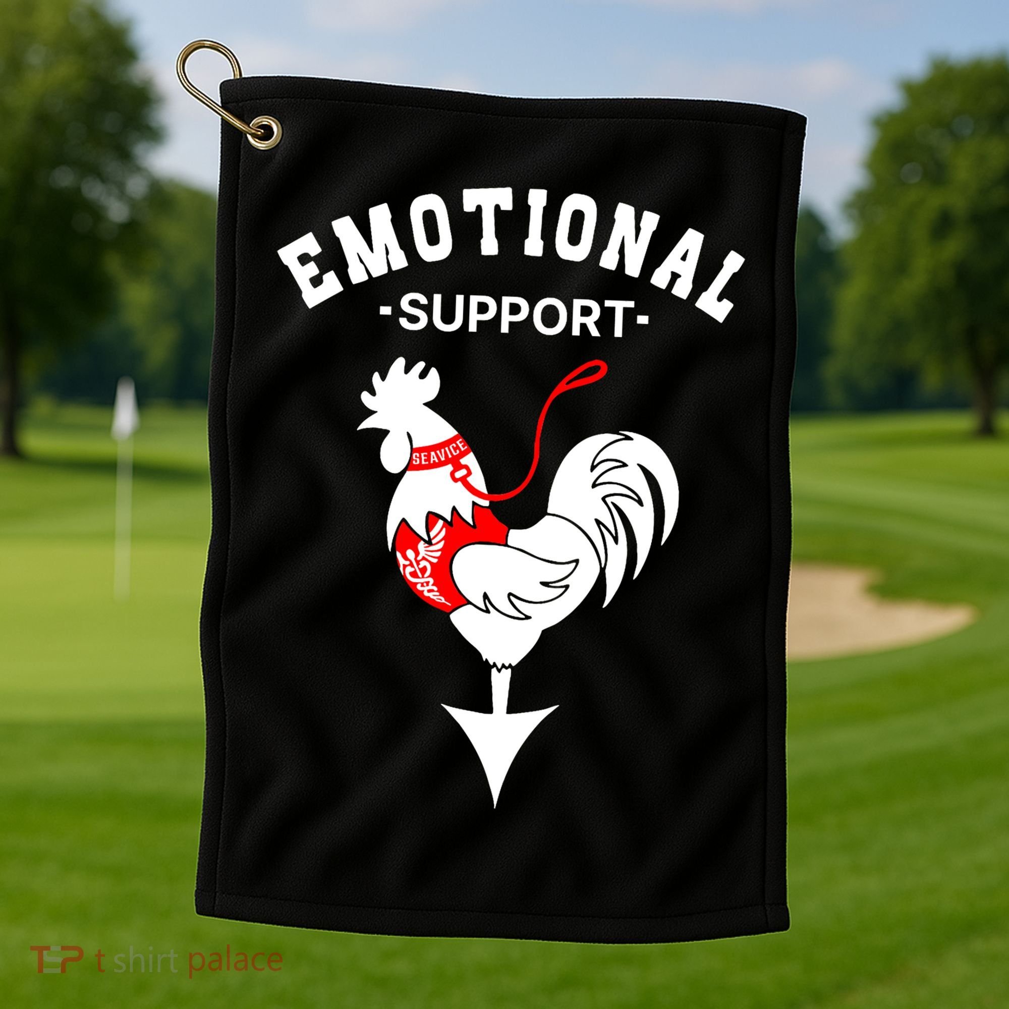 Chicken Emotional Support Cock Golf Towel