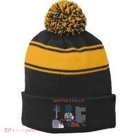 Cousin Eddie “Shitter’s Full” Stripe Pom Pom Beanie thumb 0