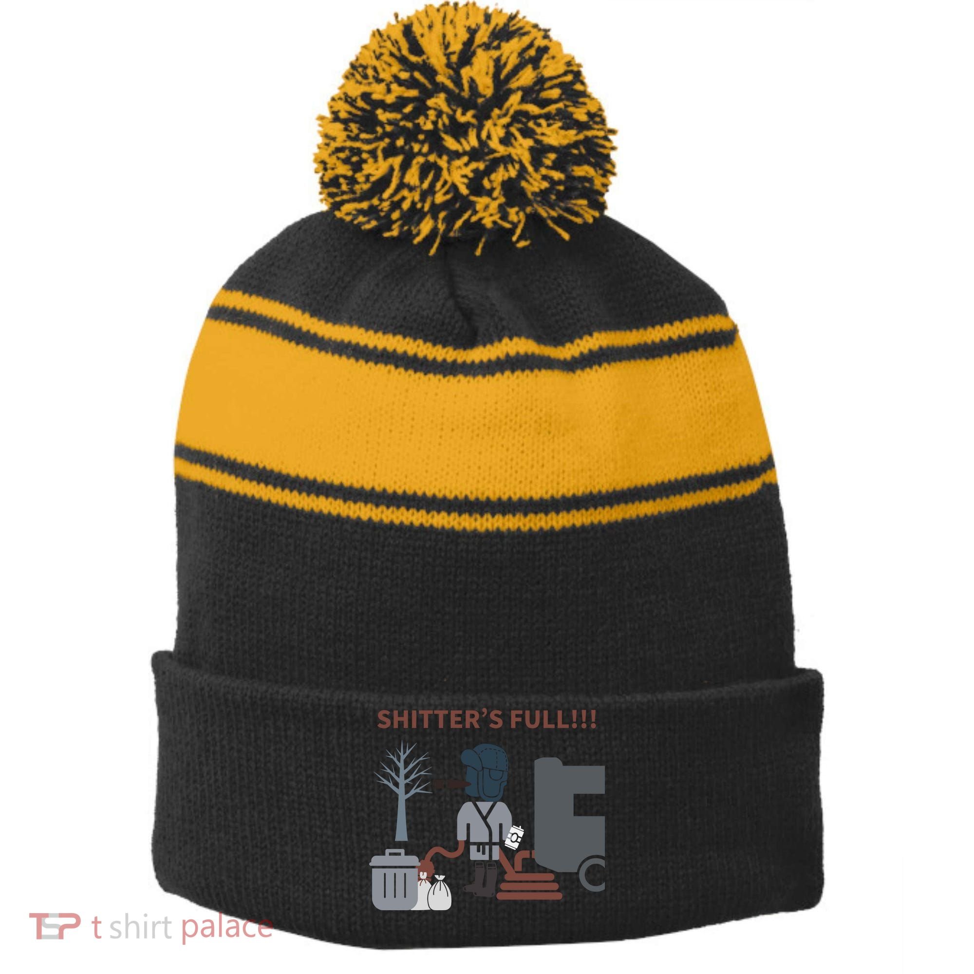Cousin Eddie “Shitter’s Full” Stripe Pom Pom Beanie
