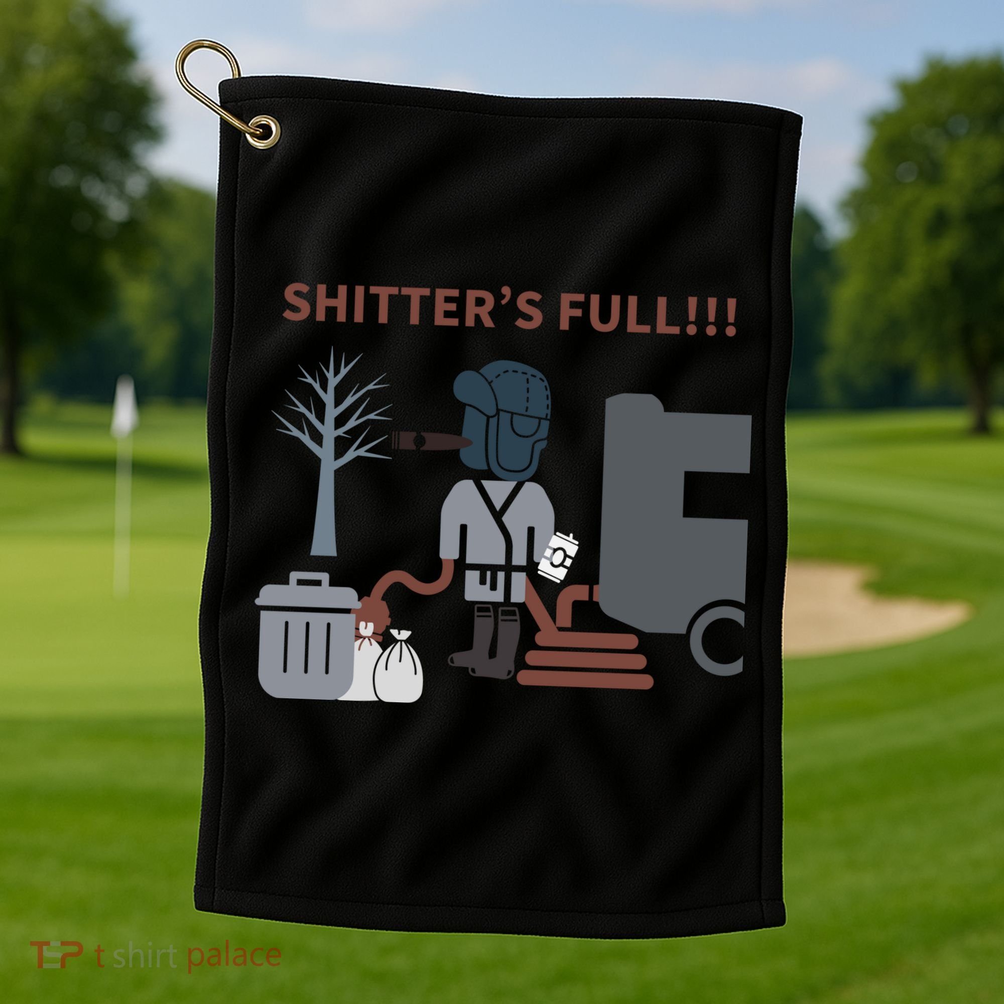 Cousin Eddie “Shitter’s Full” Golf Towel