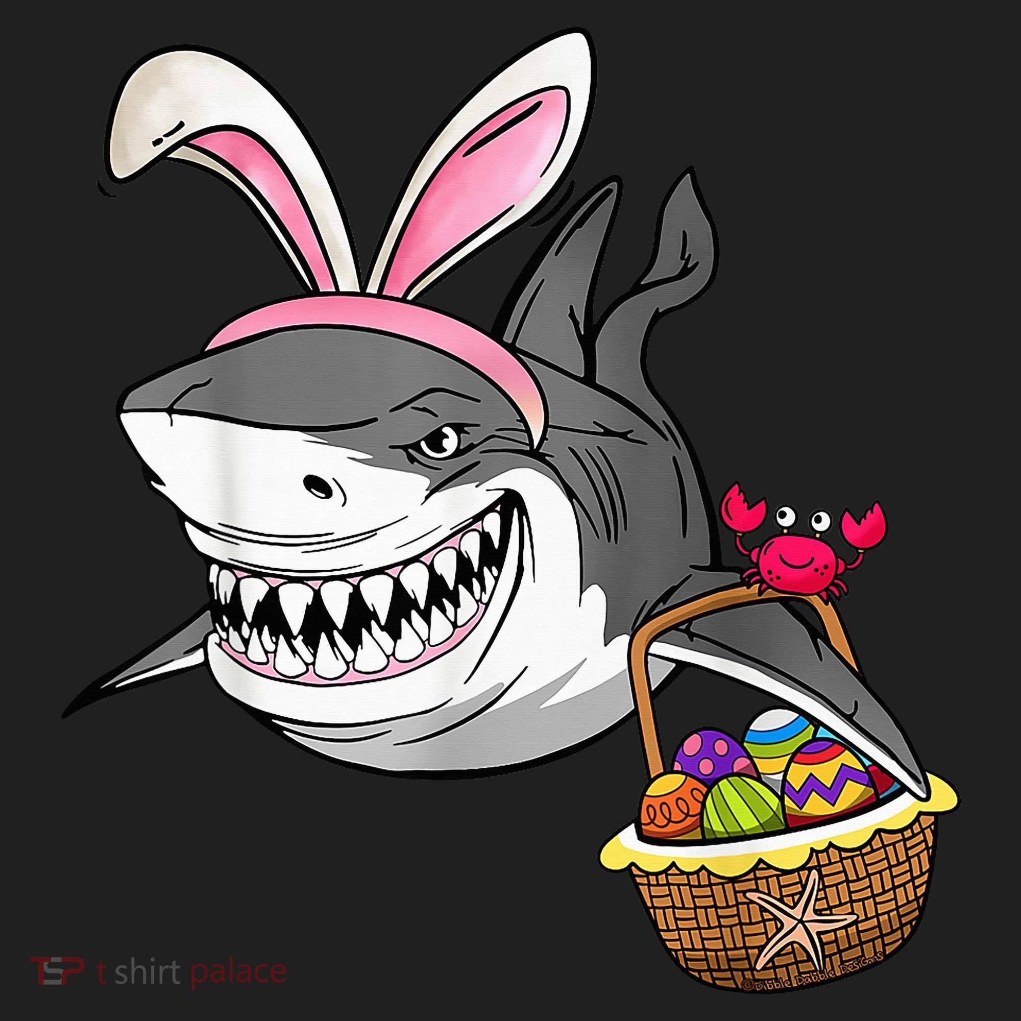 Cool Easter Shark Easter Basket Bunny Ears Happy Easter Women's Sweatshirt