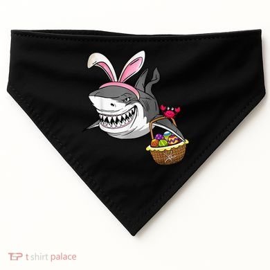 Cool Easter Shark Easter Basket Bunny Ears Happy Easter USA-Made Doggie Bandana
