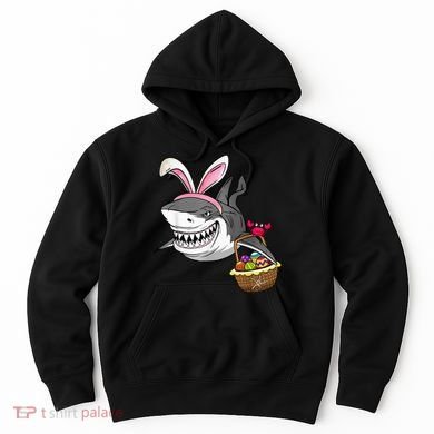 Cool Easter Shark Easter Basket Bunny Ears Happy Easter Hoodie
