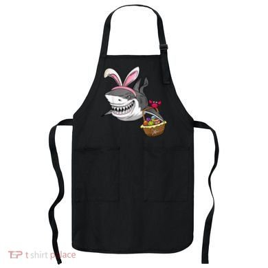 Cool Easter Shark Easter Basket Bunny Ears Happy Easter Apron