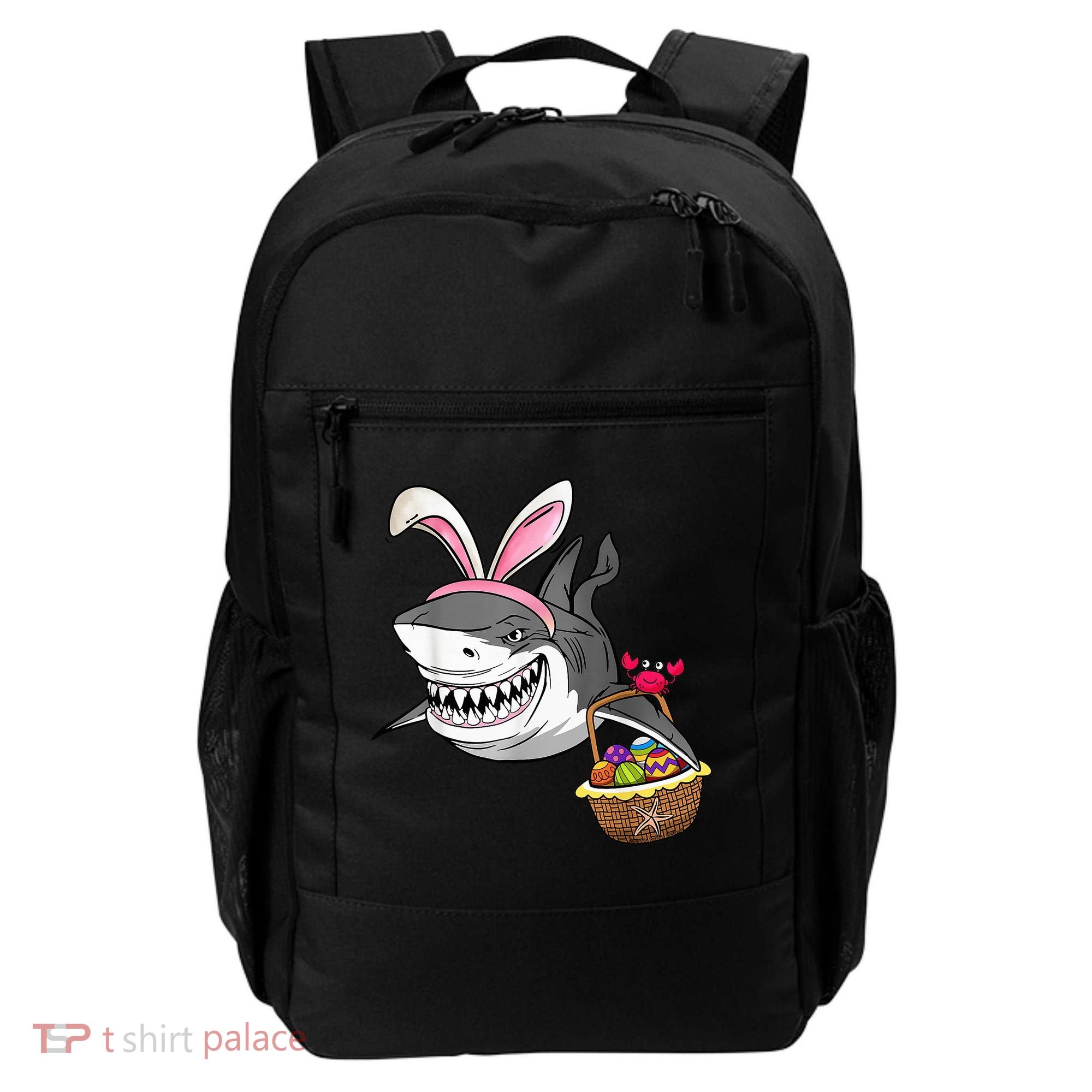 Cool Easter Shark Easter Basket Bunny Ears Happy Easter Backpack