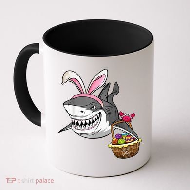 Cool Easter Shark Easter Basket Bunny Ears Happy Easter Coffee Mug