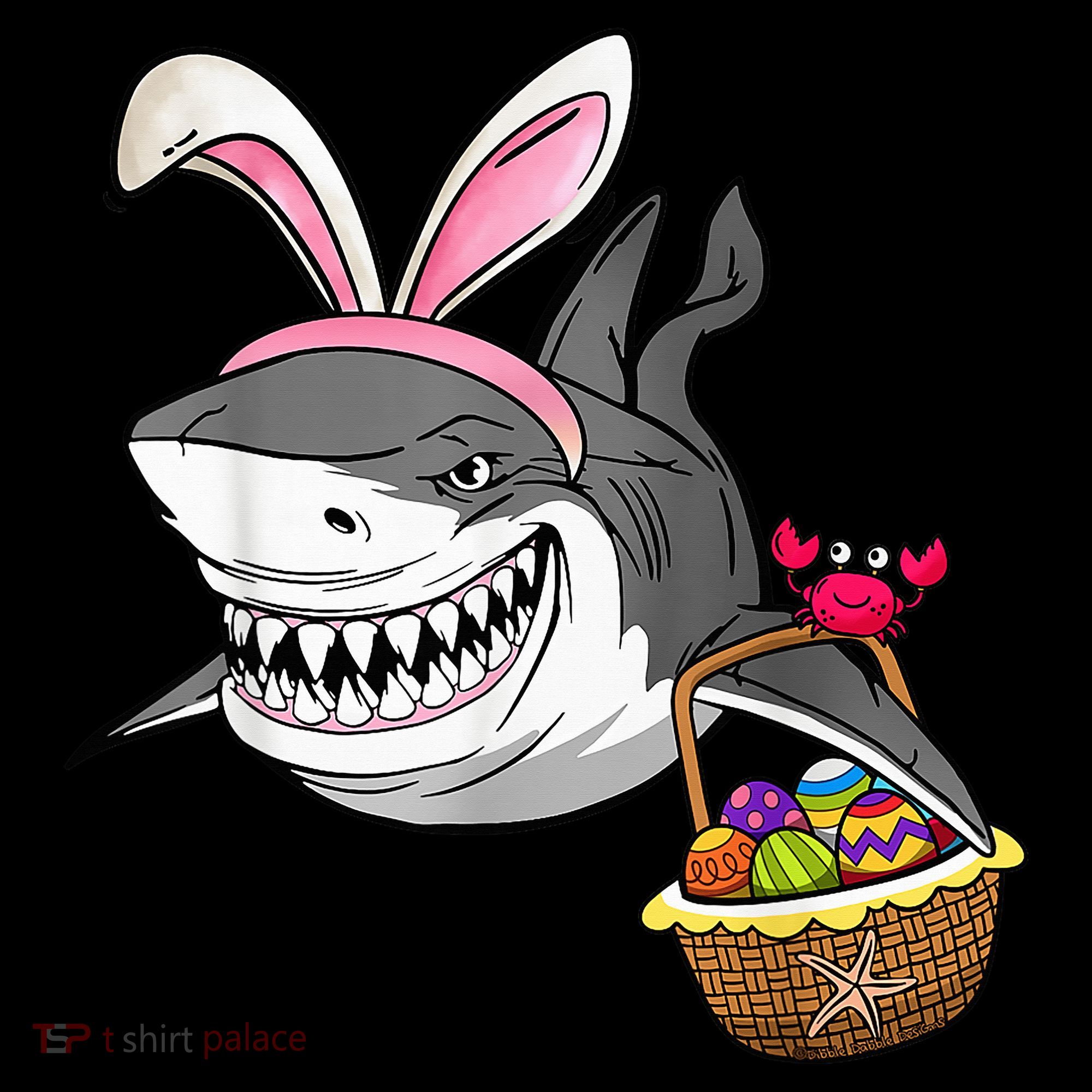 Cool Easter Shark Easter Basket Bunny Ears Happy Easter Polo