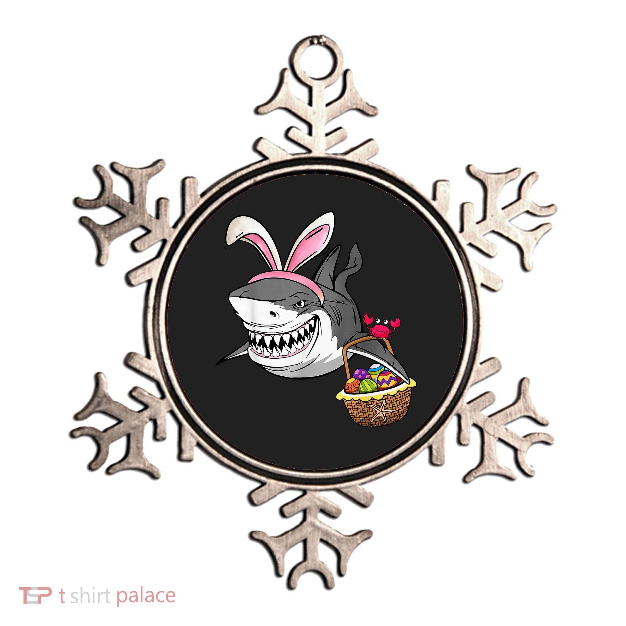 Cool Easter Shark Easter Basket Bunny Ears Happy Easter Ornament