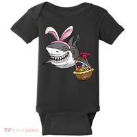 Cool Easter Shark Easter Basket Bunny Ears Happy Easter Baby Bodysuit thumb 0