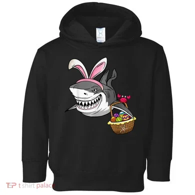 Cool Easter Shark Easter Basket Bunny Ears Happy Easter Toddler Hoodie