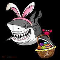 Cool Easter Shark Easter Basket Bunny Ears Happy Easter Toddler Hoodie thumb 2