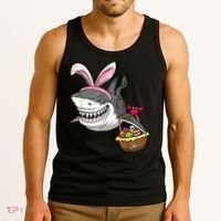 Cool Easter Shark Easter Basket Bunny Ears Happy Easter Tank Top thumb 3
