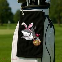 Cool Easter Shark Easter Basket Bunny Ears Happy Easter Golf Towel thumb 2