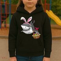 Cool Easter Shark Easter Basket Bunny Ears Happy Easter Kids Hoodie thumb 3