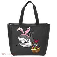 Cool Easter Shark Easter Basket Bunny Ears Happy Easter Tote Bag thumb 0