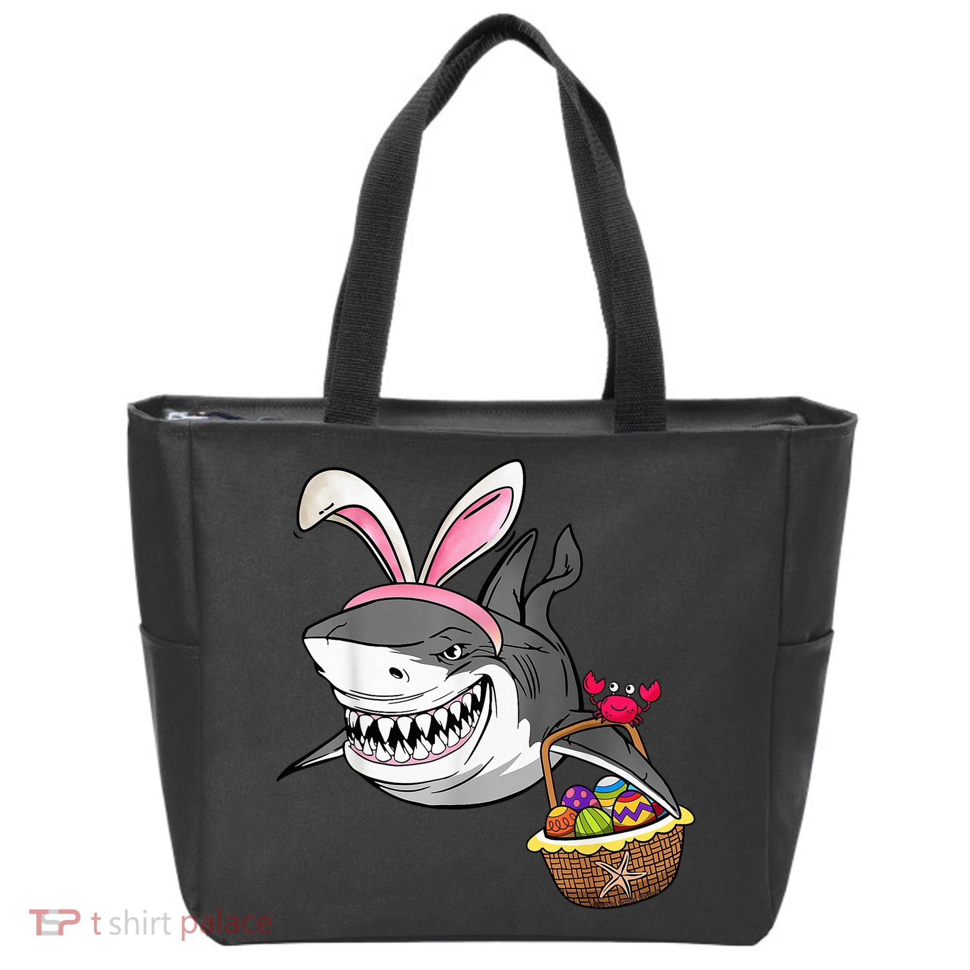 Cool Easter Shark Easter Basket Bunny Ears Happy Easter Tote Bag