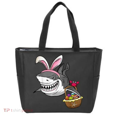 Cool Easter Shark Easter Basket Bunny Ears Happy Easter Tote Bag