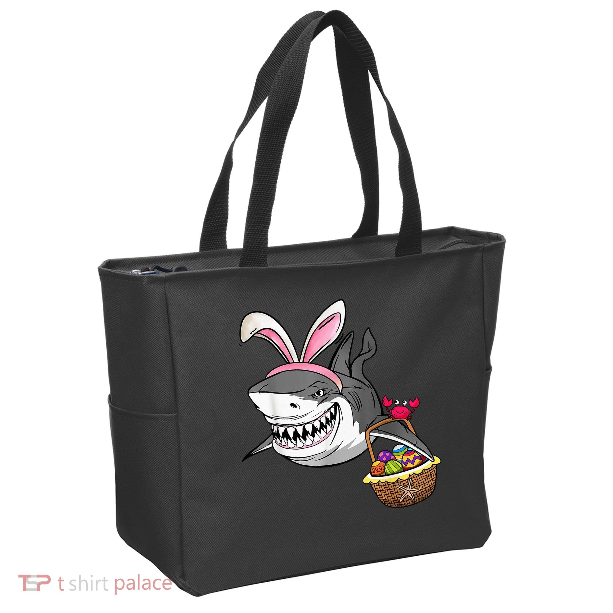 Cool Easter Shark Easter Basket Bunny Ears Happy Easter Tote Bag