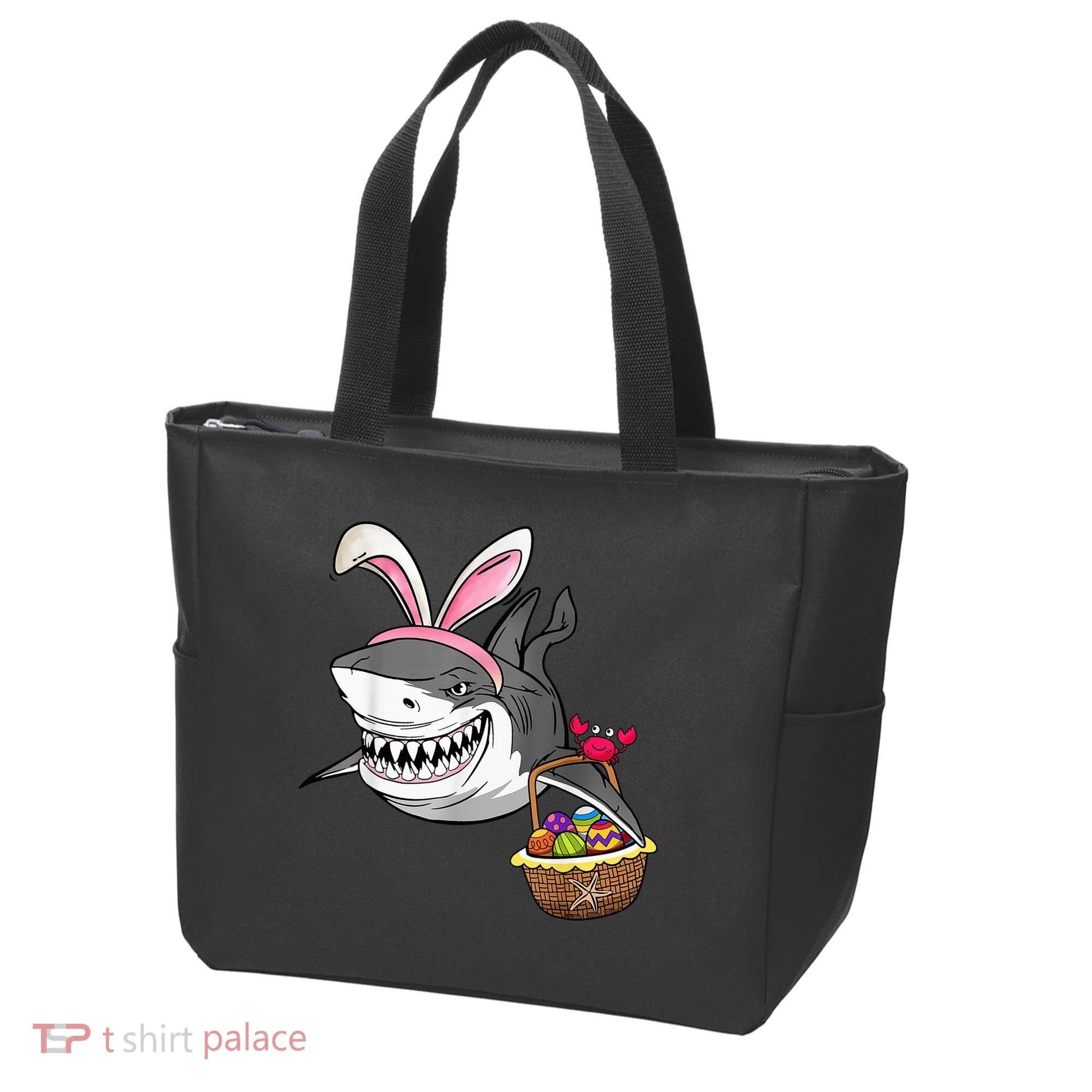 Cool Easter Shark Easter Basket Bunny Ears Happy Easter Tote Bag