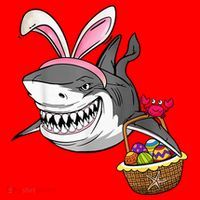 Cool Easter Shark Easter Basket Bunny Ears Happy Easter Santa Hat thumb 1