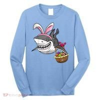 Cool Easter Shark Easter Basket Bunny Ears Happy Easter Long Sleeve Shirt thumb 0
